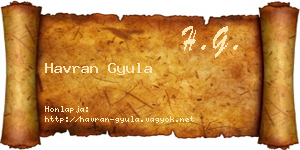 Havran Gyula névjegykártya